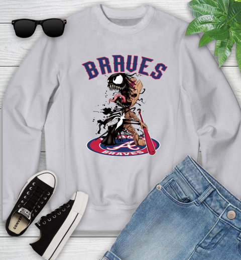 MLB Atlanta Braves Baseball Venom Groot Guardians Of The Galaxy Youth Sweatshirt 4