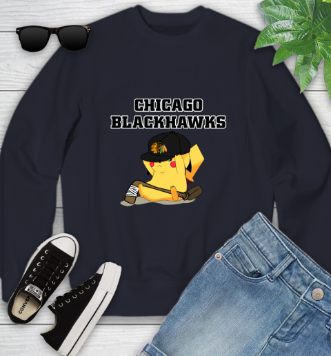 NHL Pikachu Hockey Sports Chicago Blackhawks Youth Sweatshirt 3