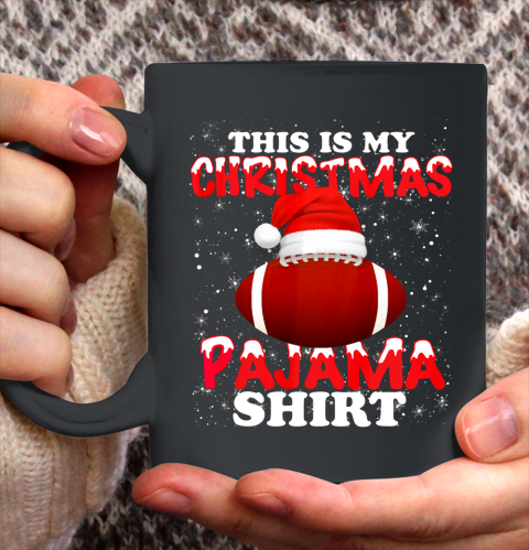 Football Christmas Gifts Santa Hat Funny Xmas Pajamas Ceramic Mug 11oz