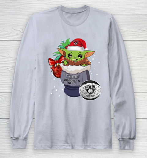 Brooklyn Nets Christmas Baby Yoda Star Wars Funny Happy NBA Long Sleeve T-Shirt 6