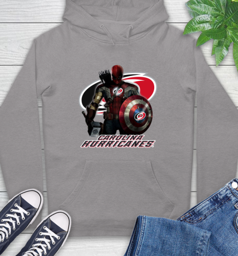 NHL Captain America Thor Spider Man Hawkeye Avengers Endgame Hockey Carolina Hurricanes Hoodie 6