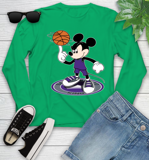 NBA Basketball Sacramento Kings Cheerful Mickey Disney Shirt Youth Long Sleeve 6