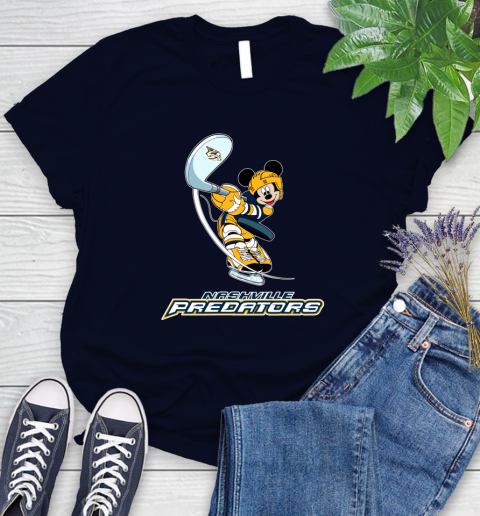 NHL Hockey Nashville Predators Cheerful Mickey Mouse Shirt Women's T-Shirt 3