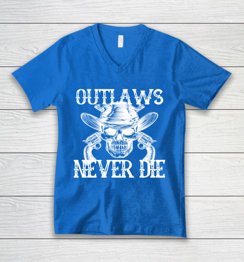 Outlaws Never Die shirt skull biker V-Neck T-Shirt 5