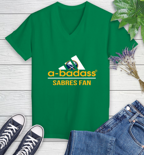 NHL A Badass Buffalo Sabres Fan Adidas Hockey Sports Women's V-Neck T-Shirt 5