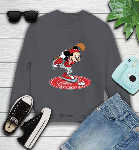 NHL Hockey Detroit Red Wings Cheerful Mickey Disney Shirt Sweatshirt 6