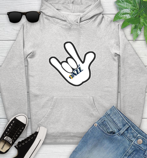 Utah Jazz NBA Basketball Mickey Rock Hand Disney Youth Hoodie