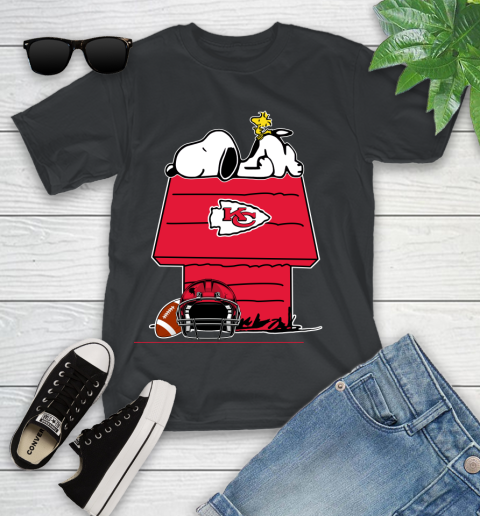 Kansas City Chiefs NFL Football Snoopy Woodstock The Peanuts Movie Youth T-Shirt 2