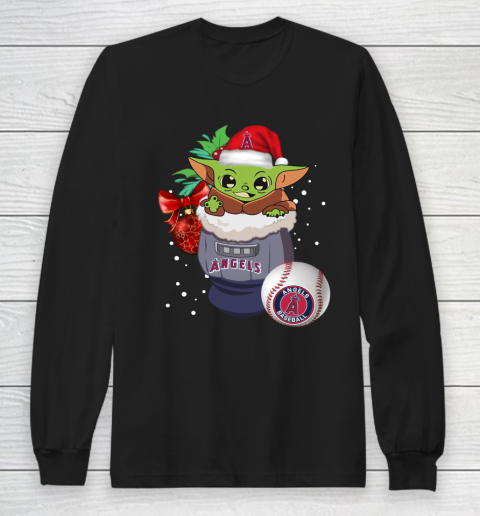 Los Angeles Angels Christmas Baby Yoda Star Wars Funny Happy MLB Long Sleeve T-Shirt