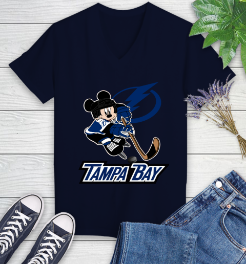NHL Tampa Bay Lightning Mickey Mouse Disney Hockey T Shirt Women's V-Neck T-Shirt 3