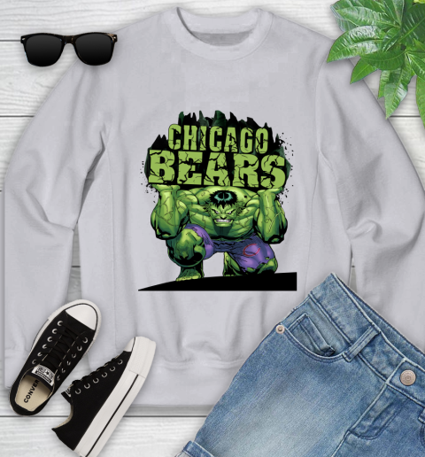 Chicago Bears NFL Football Incredible Hulk Marvel Avengers Sports Youth Sweatshirt - Image 5