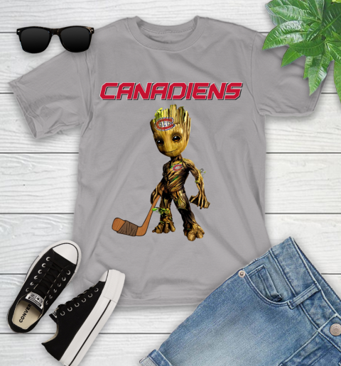 Montreal Canadiens NHL Hockey Groot Marvel Guardians Of The Galaxy Youth T-Shirt 4