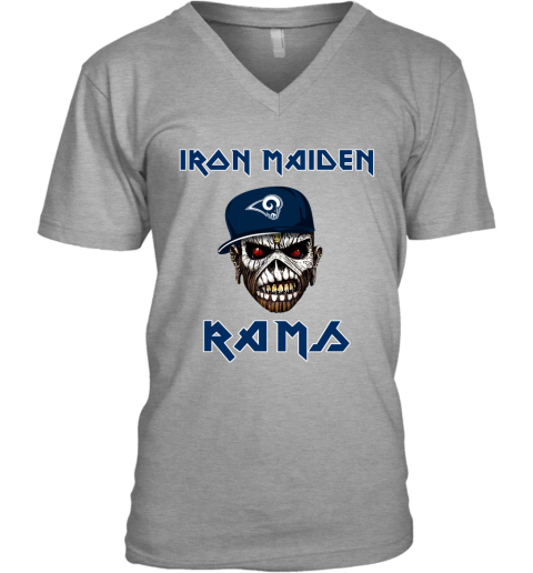 NFL Los Angeles Rams Iron Maiden Rock Band Music Football Sports ANB1BYr3uI5 v neck unisex 8 95 151514 front sport grey