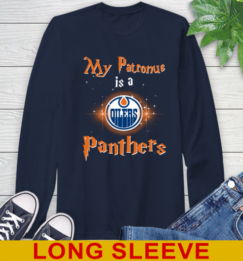 NHL Hockey Harry Potter My Patronus Is A Edmonton Oilers Long Sleeve T-Shirt 3
