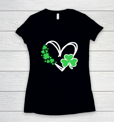 Heart St Patricks Day Shamrock Irish Women's V-Neck T-Shirt