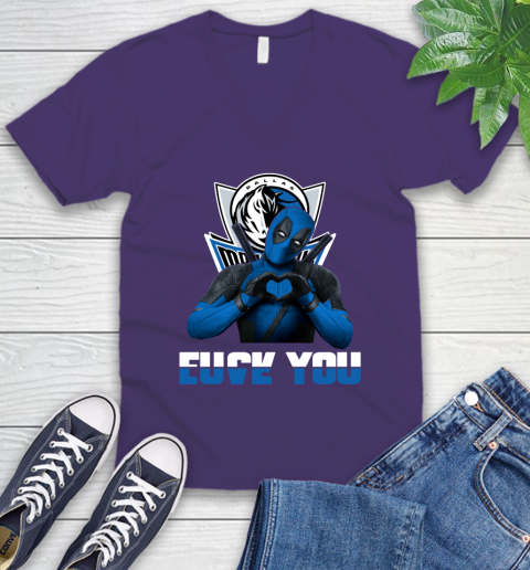 NBA Dallas Mavericks Deadpool Love You Fuck You Basketball Sports V-Neck T-Shirt 9