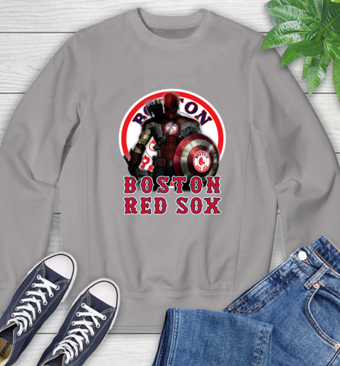MLB Captain America Thor Spider Man Hawkeye Avengers Endgame Baseball Boston Red Sox Sweatshirt 5