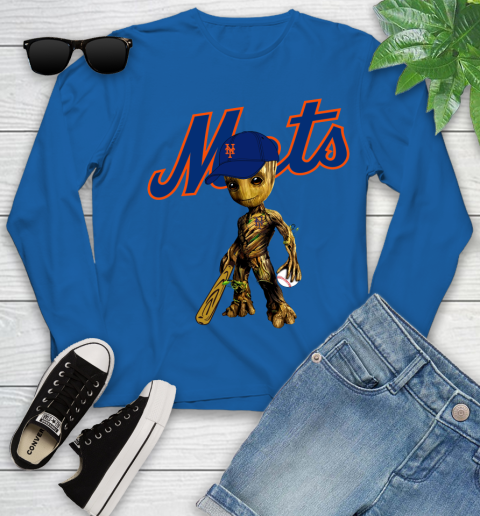 MLB New York Mets Groot Guardians Of The Galaxy Baseball Youth Long Sleeve 9