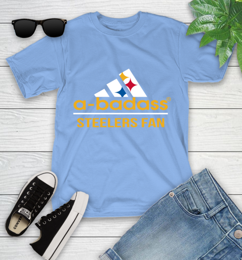 NFL A Badass Pittsburgh Steelers Fan Adidas Football Sports Youth T-Shirt 15