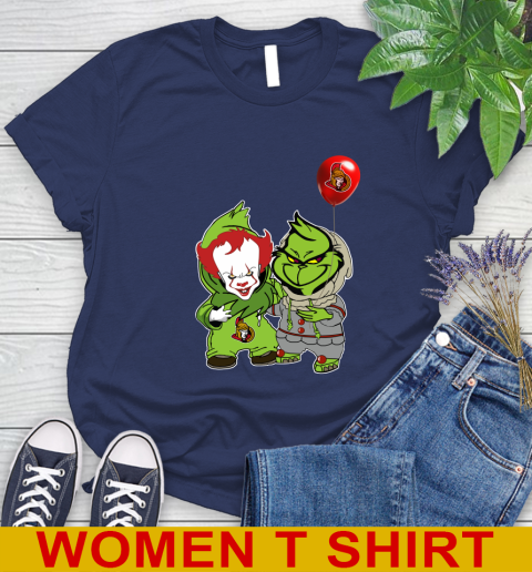 Ottawa Senators Baby Pennywise Grinch Christmas NHL Hockey Women's T-Shirt 12