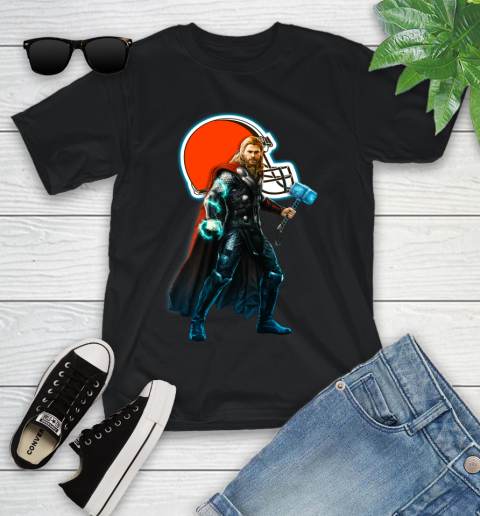 NFL Thor Avengers Endgame Football Cleveland Browns Youth T-Shirt 2