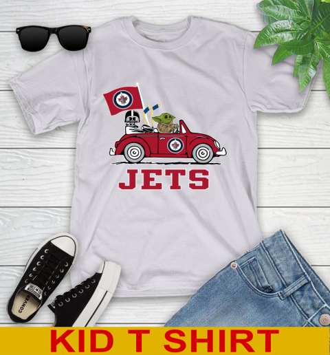 NHL Hockey Winnipeg Jets Darth Vader Baby Yoda Driving Star Wars Shirt Youth T-Shirt 5