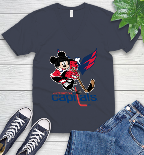 NHL Washington Capitals Mickey Mouse Disney Hockey T Shirt V-Neck T-Shirt 9