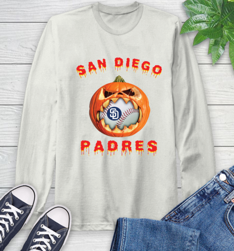 MLB San Diego Padres Halloween Pumpkin Baseball Sports Long Sleeve T-Shirt 12