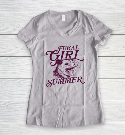 Feral Girl Summer Opossum Vintage Women's V-Neck T-Shirt