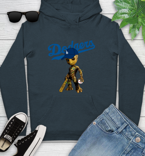 MLB Los Angeles Dodgers Groot Guardians Of The Galaxy Baseball Youth Hoodie 8