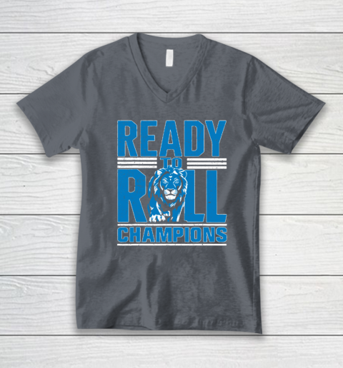 Detroit Ready To Roll Funny Lion Graphic V-Neck T-Shirt 3
