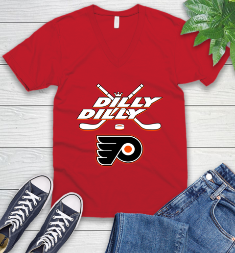 NHL Philadelphia Flyers Dilly Dilly Hockey Sports V-Neck T-Shirt 7
