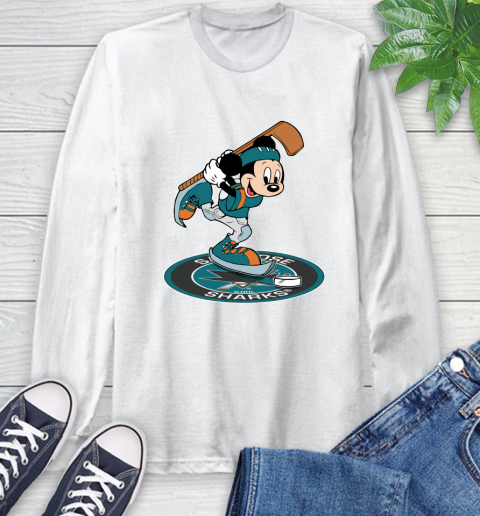 NHL Hockey San Jose Sharks Cheerful Mickey Disney Shirt Long Sleeve T-Shirt 2