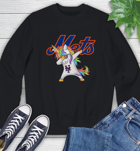 New York Mets MLB Baseball Funny Unicorn Dabbing Sports Sweatshirt 2