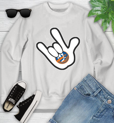 New York Islanders NHL Hockey Mickey Rock Hand Disney Youth Sweatshirt