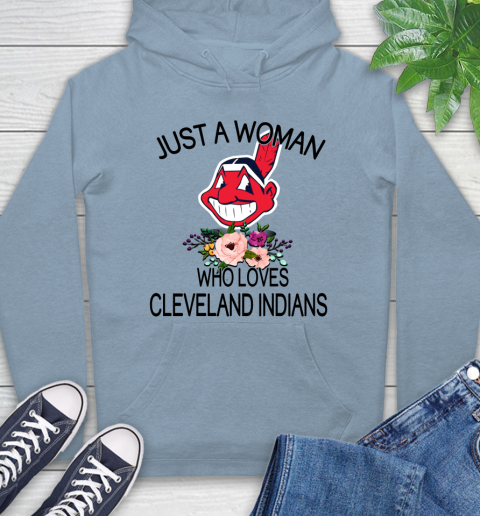 MLB Just A Woman Who Loves Cleveland Indians Baseball Sports Hoodie 6