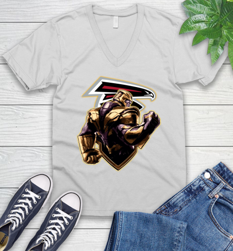 NFL Thanos Avengers Endgame Football Sports Atlanta Falcons V-Neck T-Shirt