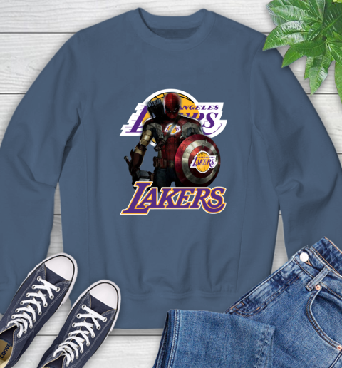 Los Angeles Lakers NBA Basketball Captain America Thor Spider Man Hawkeye Avengers Sweatshirt 7