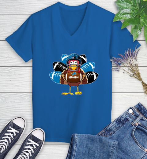Detroit Lions Turkey Thanksgiving Day Women's V-Neck T-Shirt 10