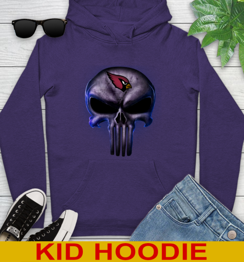 Arizona Cardinals NFL Football Punisher Skull Sports Youth Hoodie 5