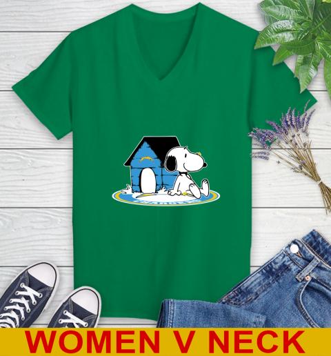 NFL Football Los Angeles Chargers Snoopy The Peanuts Movie Shirt Women's V-Neck T-Shirt 6
