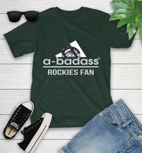 MLB A Badass Colorado Rockies Fan Adidas Baseball Sports Youth T-Shirt 5