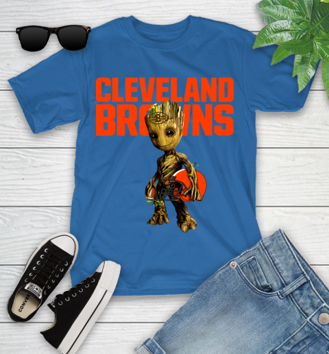 Cleveland Browns NFL Football Groot Marvel Guardians Of The Galaxy Youth T-Shirt 9