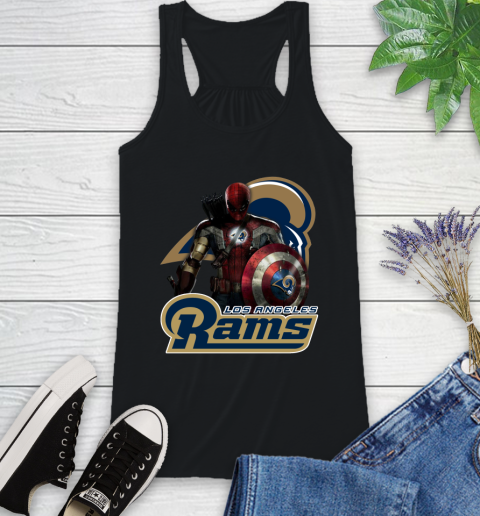 NFL Captain America Thor Spider Man Hawkeye Avengers Endgame Football Los Angeles Rams Racerback Tank 2