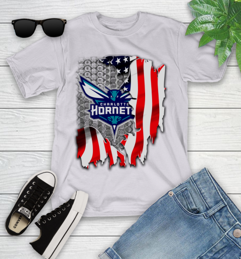 Charlotte Hornets NBA Basketball American Flag Youth T-Shirt - Image 5