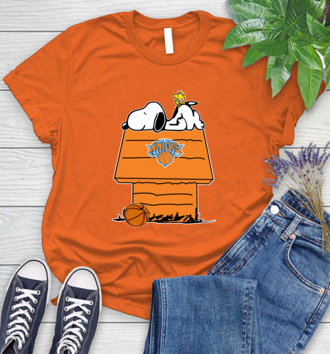 New York Knicks NBA Basketball Snoopy Woodstock The Peanuts Movie Women's T-Shirt 4