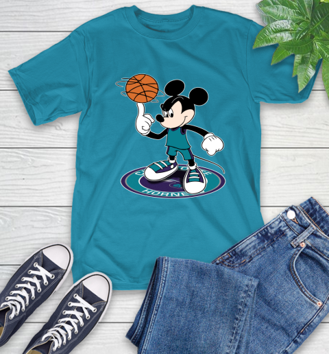 NBA Basketball Charlotte Hornets Cheerful Mickey Disney Shirt T-Shirt 9