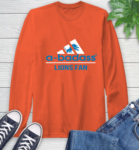 NFL A Badass Detroit Lions Fan Adidas Football Sports Long Sleeve T-Shirt 4