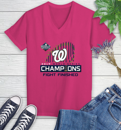 Finish The Fight Washington Nationals World Series Women's V-Neck T-Shirt 9
