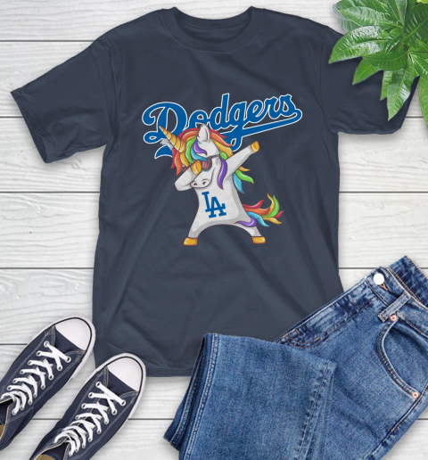 Los Angeles Dodgers MLB Baseball Funny Unicorn Dabbing Sports T-Shirt 4